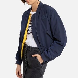 Lacoste Zippered Quilted Water-Resistant Bomber Jacket in Blue Size 34 Small